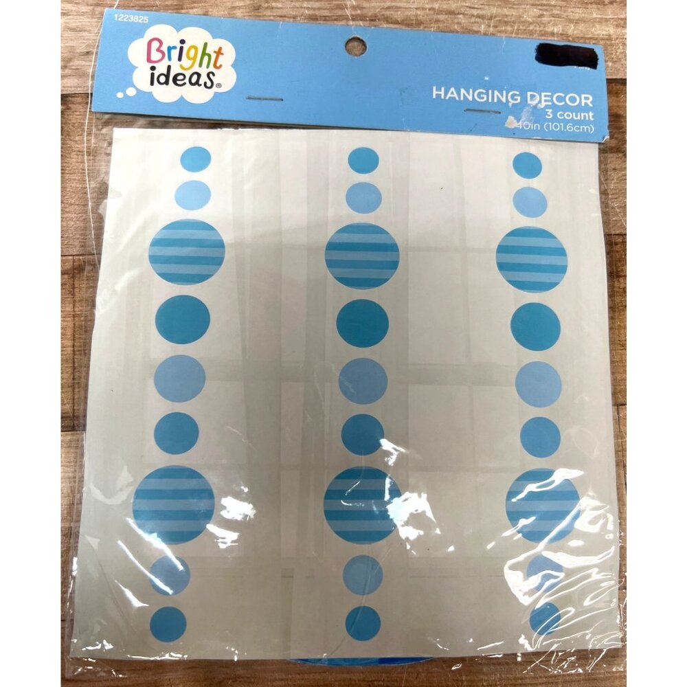 Bright Ideas Blue Hanging Decor 3 Count 40in 101.6cm Striped & Polka Dot Design